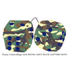 3 Inch Camouflage Fuzzy Dice with ROYAL NAVY BLUE GLITTER DOTS