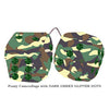 4 Inch Camouflage Fluffy Dice with DARK GREEN GLITTER DOTS