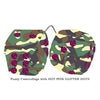4 Inch Camouflage Fluffy Dice with HOT PINK GLITTER DOTS