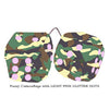 4 Inch Camouflage Fluffy Dice with LIGHT PINK GLITTER DOTS