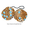 4 Inch Cheetah Fuzzy Dice with Light Blue Dots