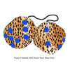 4 Inch Cheetah Fuzzy Dice with Royal Navy Blue Dots