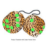4 Inch Cheetah Fuzzy Dice with Lime Green Dots