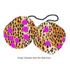 4 Inch Cheetah Fuzzy Dice with Hot Pink Dots