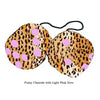 4 Inch Cheetah Fuzzy Dice with Light Pink Dots