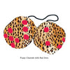 4 Inch Cheetah Fuzzy Dice with Red Dots