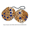 4 Inch Cheetah Fluffy Dice with ROYAL NAVY BLUE GLITTER DOTS