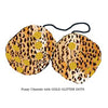 4 Inch Cheetah Fluffy Dice with GOLD GLITTER DOTS