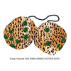 4 Inch Cheetah Fluffy Dice with DARK GREEN GLITTER DOTS