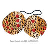 4 Inch Cheetah Fluffy Dice with RED GLITTER DOTS