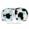 4 Inch Cow Fluffy Dice with Light Blue Dots