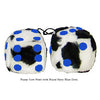 3 Inch Cow Fuzzy Dice with Royal Navy Blue Dots