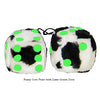 3 Inch Cow Fuzzy Dice with Lime Green Dots