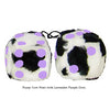 4 Inch Cow Fluffy Dice with Lavender Purple Dots