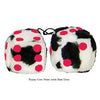 4 Inch Cow Fluffy Dice with Red Dots