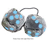 4 Inch Grey Fuzzy Dice with Light Blue Dots