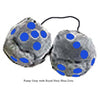 4 Inch Grey Fuzzy Dice with Royal Navy Blue Dots