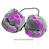 4 Inch Grey Fuzzy Dice with Hot Pink Dots