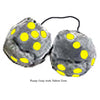 4 Inch Grey Fuzzy Dice with Yellow Dots