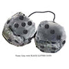 4 Inch Grey Furry Dice with BLACK GLITTER DOTS