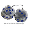 4 Inch Grey Furry Dice with ROYAL NAVY BLUE GLITTER DOTS