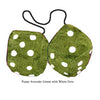 4 Inch Avocado Green Furry Dice with White Dots