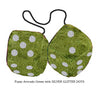 4 Inch Avocado Green Furry Dice with SILVER GLITTER DOTS