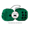 3 Inch Dark Green Furry Dice with Black Dots