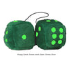 4 Inch Dark Green Fluffy Dice with Lime Green Dots