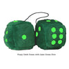 3 Inch Dark Green Furry Dice with Lime Green Dots