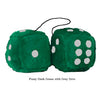 3 Inch Dark Green Furry Dice with Grey Dots
