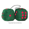 3 Inch Dark Green Furry Dice with Red Dots