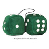 3 Inch Dark Green Furry Dice with White Dots