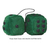 4 Inch Dark Green Fluffy Dice with BLACK GLITTER DOTS