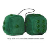 4 Inch Dark Green Fluffy Dice with DARK GREEN GLITTER DOTS