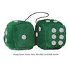 3 Inch Dark Green Furry Dice with SILVER GLITTER DOTS