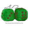 3 Inch Emerald Green Furry Dice with Dark Brown Dots