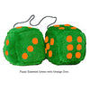 3 Inch Emerald Green Furry Dice with Orange Dots