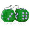 4 Inch Emerald Green Plush Dice with Lavender Purple Dots