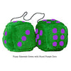 4 Inch Emerald Green Plush Dice with Royal Purple Dots