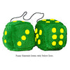 3 Inch Emerald Green Furry Dice with Yellow Dots
