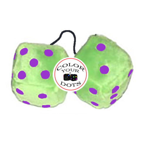 3 Inch Lime Green Fluffy Dice