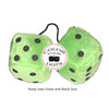 3 Inch Lime Green Fluffy Dice with Black Dots