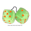 3 Inch Lime Green Fluffy Dice with Orange Dots