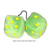 3 Inch Lime Green Fluffy Dice with Yellow Dots