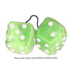 3 Inch Lime Green Fluffy Dice with WHITE GLITTER DOTS