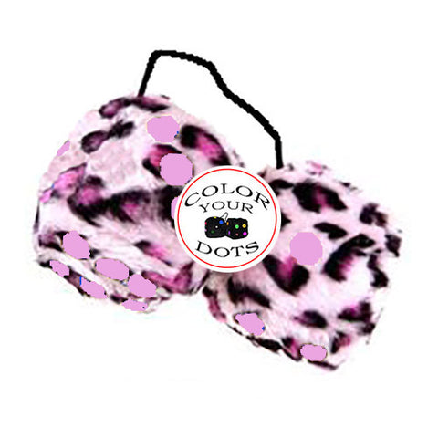 3 Inch Pink Leopard Fluffy Dice