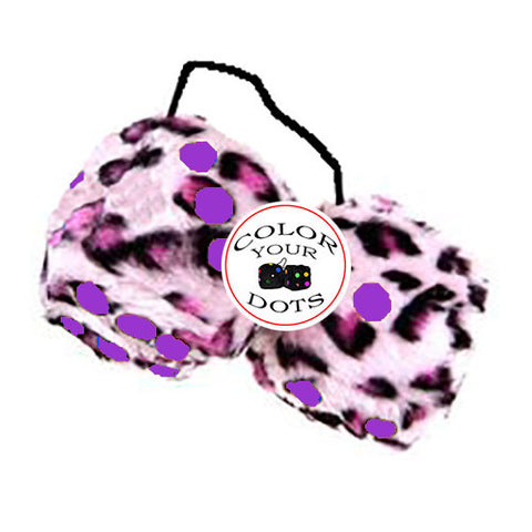 4 Inch Pink Leopard Fuzzy Dice