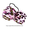 3 Inch Pink Leopard Fluffy Dice with Dark Brown Dots