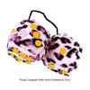 4 Inch Pink Leopard Fuzzy Dice with Goldenrod Dots